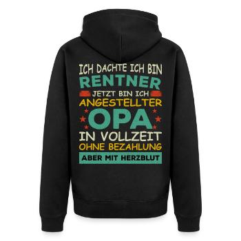 Opa Rentner Angestellter Vollzeit Herzblut Lustig - Unisex Premium Bio Zip Hoodie - Schwarz - Hinten - Nico (187cm)