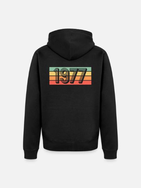 Year 1977 - Unisex Premium Organic Zip Hoodie - black