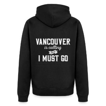 Vancouver Calling Canada Voyage urbain - Veste à capuche bio Premium Unisexe - noir - Dos - Nico (187cm)