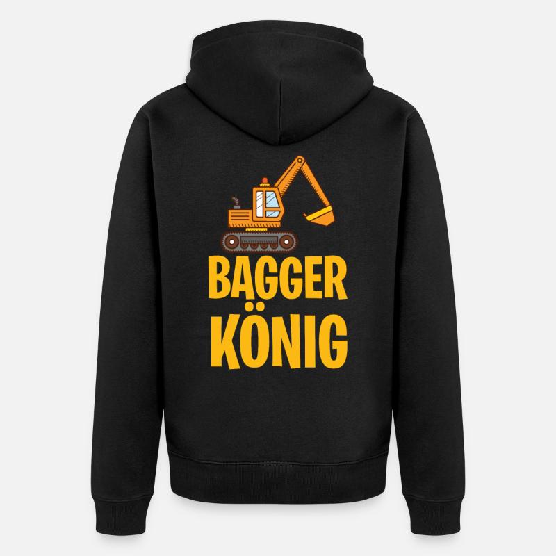 Bagger König Baggerfahrer Kinder - Unisex Premium Bio Zip Hoodie - Schwarz