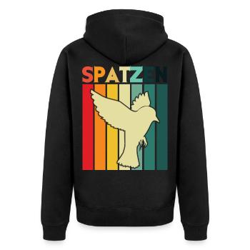 Spatzen Retro Vögel Vogelliebe Vogelkunde - Unisex Premium Bio Zip Hoodie - Schwarz - Hinten - Nico (187cm)