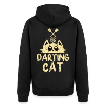Dartspieler Katze - Unisex Premium Bio Zip Hoodie - Schwarz - Hinten - Nico (187cm)