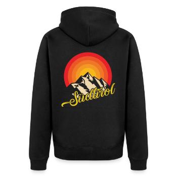 Südtirol Wandern Tiroler Italien Heimat - Unisex Premium Bio Zip Hoodie - Schwarz - Hinten - Nico (187cm)