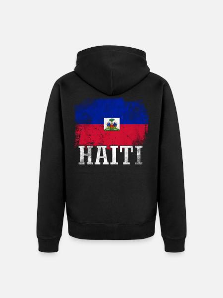 Vacances Vacances Haïti drapeau - Veste à capuche bio Premium Unisexe - noir