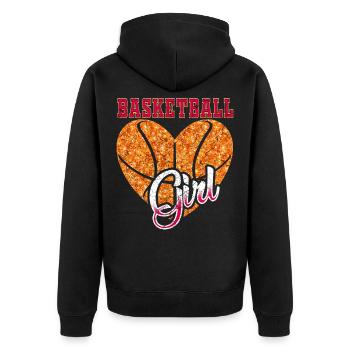 Basketballspieler Basketball Mädchen - Unisex Premium Bio Zip Hoodie - Schwarz - Hinten - Nico (187cm)