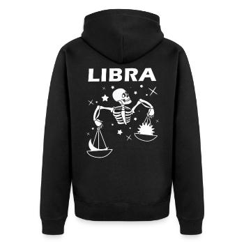 Libra Sternzeichen Waage Zodiac - Unisex Premium Bio Zip Hoodie - Schwarz - Hinten - Nico (187cm)