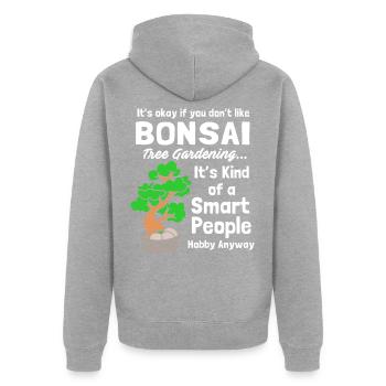 Bonsai Baum - Unisex Premium Bio Zip Hoodie - Grau meliert - Hinten - Nico (187cm)