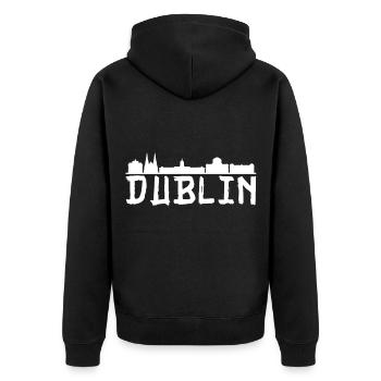 Dublin Skyline Irlande Irlande - Veste à capuche bio Premium Unisexe - noir - Dos - Nico (187cm)