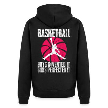Basketball Mädchen - Unisex Premium Bio Zip Hoodie - Schwarz - Hinten - Nico (187cm)