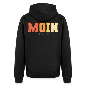 SYLT STARND WESTERLAND MEINE LIEBE - Unisex Premium Bio Zip Hoodie - Schwarz - Hinten - Nico (187cm)