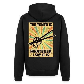 Schlagzeug Drum Sticks Trommler Schlagzeuger - Unisex Premium Bio Zip Hoodie - Schwarz - Hinten - Nico (187cm)