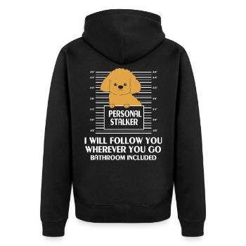 Pudel - Unisex Premium Bio Zip Hoodie - Schwarz - Hinten - Nico (187cm)