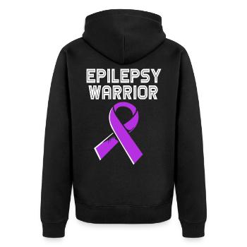 Epilepsy Warrior Fighter - Unisex Premium Organic Zip Hoodie - black - Back - Nico (187cm)