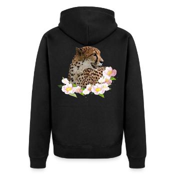 cheetah - Unisex Premium Organic Zip Hoodie - black - Back - Nico (187cm)
