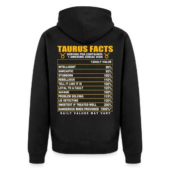 Stier Sternzeichen - Unisex Premium Bio Zip Hoodie - Schwarz - Hinten - Nico (187cm)