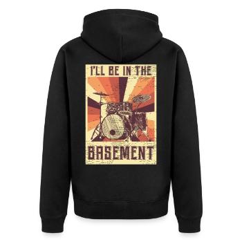 Schlagzeug Drum Sticks Trommler Schlagzeuger - Unisex Premium Bio Zip Hoodie - Schwarz - Hinten - Nico (187cm)