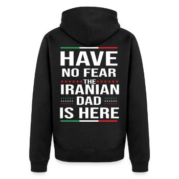 Iraner Vater Iran Perserreich - Unisex Premium Bio Zip Hoodie - Schwarz - Hinten - Nico (187cm)