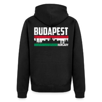 Budapest Skyline Ungarn Heimatstadt - Unisex Premium Bio Zip Hoodie - Schwarz - Hinten - Nico (187cm)