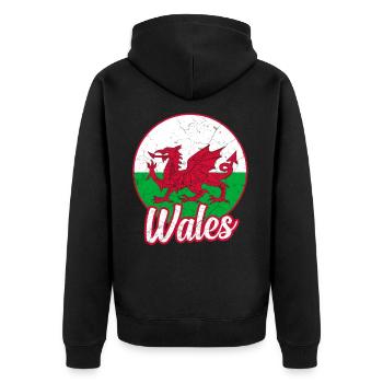 Drapeau du Pays de Galles - Veste à capuche bio Premium Unisexe - noir - Dos - Nico (187cm)