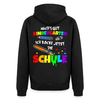 Einschulung Schulkind 2024 Erster Schultag Kinder - Unisex Premium Bio Zip Hoodie - Schwarz - Hinten - Nico (187cm)