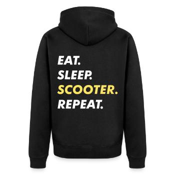 Scooter - Unisex Premium Bio Zip Hoodie - Schwarz - Hinten - Nico (187cm)