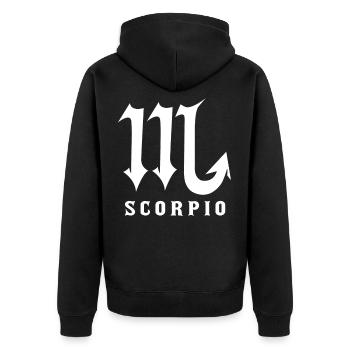 Sternzeichen Skorpion - Unisex Premium Bio Zip Hoodie - Schwarz - Hinten - Nico (187cm)