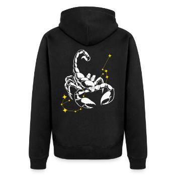 Skorpion Sternzeichen - Unisex Premium Bio Zip Hoodie - Schwarz - Hinten - Nico (187cm)