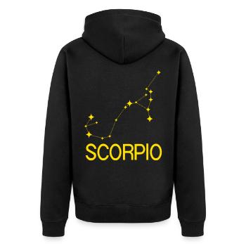 Sternzeichen Skorpion - Unisex Premium Bio Zip Hoodie - Schwarz - Hinten - Nico (187cm)