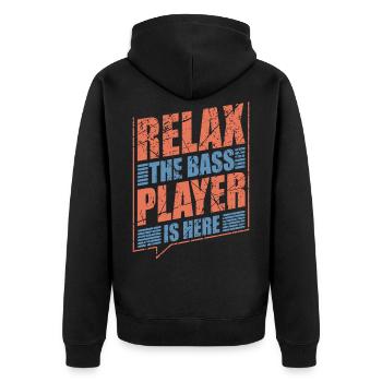 Bass Gitarrist Bassist Bass Spieler - Unisex Premium Bio Zip Hoodie - Schwarz - Hinten - Nico (187cm)