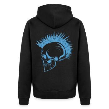 Schädel Punks Punk - Unisex Premium Bio Zip Hoodie - Schwarz - Hinten - Nico (187cm)