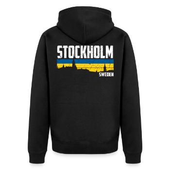 Stockholm Drapeau de la Suède - Veste à capuche bio Premium Unisexe - noir - Dos - Nico (187cm)