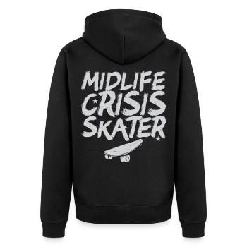 Midlife Crisis Skater Skateboard Skateboarding - Unisex Premium Bio Zip Hoodie - Schwarz - Hinten - Nico (187cm)