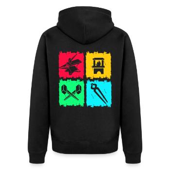 Blacksmith Anvil - Unisex Premium Organic Zip Hoodie - black - Back - Nico (187cm)