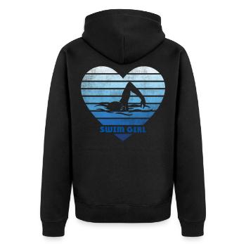 Nageur natation fille - Veste à capuche bio Premium Unisexe - noir - Dos - Nico (187cm)