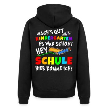 Einschulung Schulkind 2024 Erster Schultag Kinder - Unisex Premium Bio Zip Hoodie - Schwarz - Hinten - Nico (187cm)