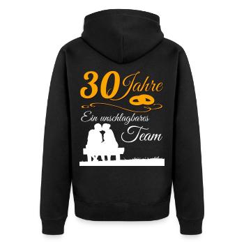 30 Jahre Perlenhochzeit 30.Hochzeitstag - Unisex Premium Bio Zip Hoodie - Schwarz - Hinten - Nico (187cm)