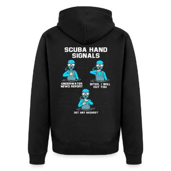 Taucher Handzeichen Scuba Diving - Unisex Premium Bio Zip Hoodie - Schwarz - Hinten - Nico (187cm)