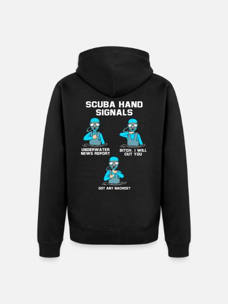 Diver Hand sign Scuba Diving - Unisex Premium Organic Zip Hoodie - black