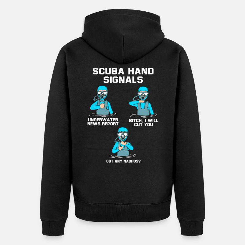 Plongeur Main Signe Scuba Diving - Veste à capuche bio Premium Unisexe - noir