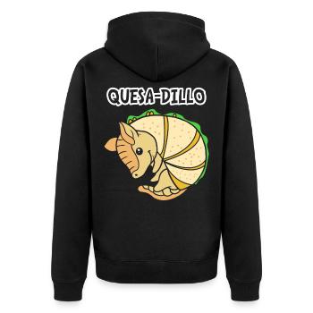Gürteltier Quesadilla Taco - Unisex Premium Bio Zip Hoodie - Schwarz - Hinten - Nico (187cm)
