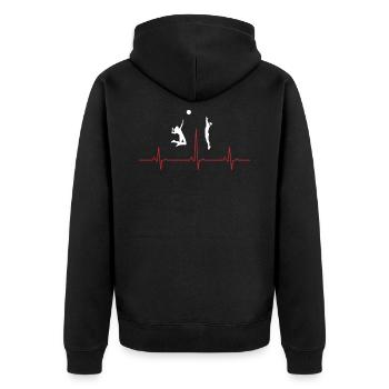 EKG I Volleyball I Herzschlag I Strand I Geschenk - Unisex Premium Bio Zip Hoodie - Schwarz - Hinten - Nico (187cm)