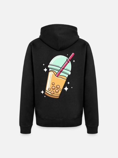 Bubble Tee Boba Tea - Unisex Premium Organic Zip Hoodie - black