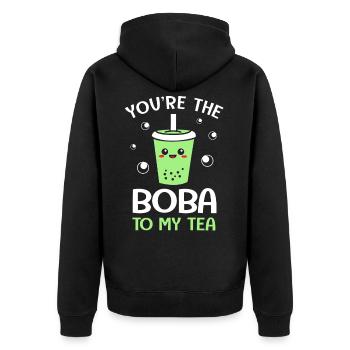 Bubble Tee Boba Tea - Unisex Premium Bio Zip Hoodie - Schwarz - Hinten - Nico (187cm)
