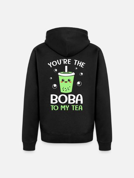 Bubble Tee Boba Tea - Unisex Premium Organic Zip Hoodie - black