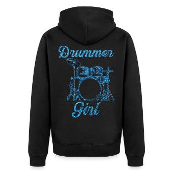 Fille à la batterie - Veste à capuche bio Premium Unisexe - noir - Dos - Nico (187cm)
