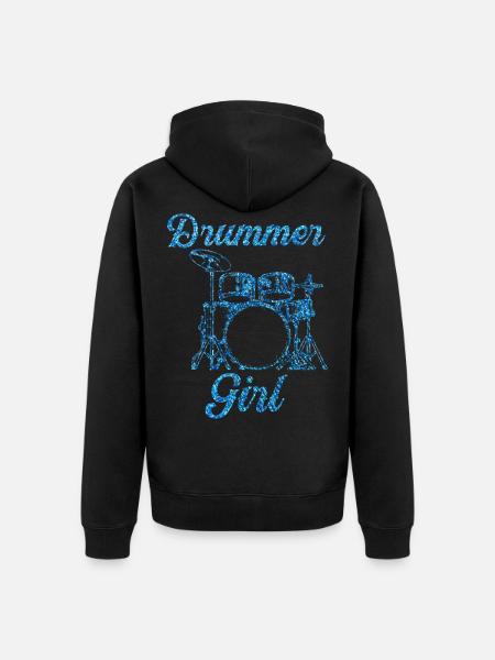 Girl on drums - Unisex Premium Organic Zip Hoodie - black