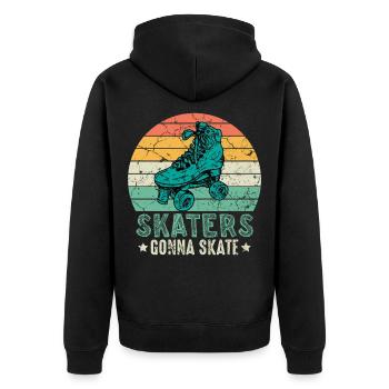 Rollschuhfahrer Retro Rollerskater - Unisex Premium Bio Zip Hoodie - Schwarz - Hinten - Nico (187cm)