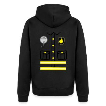 Fireman Costume Carnival Carnival Disguise - Unisex Premium Organic Zip Hoodie - black - Back - Nico (187cm)
