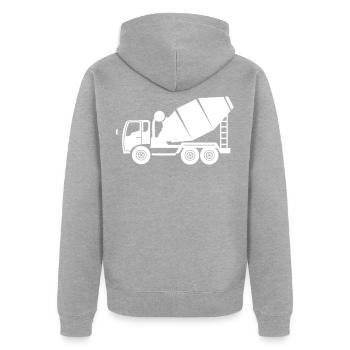 Zementmischer Betonmischer Straßenbau Beton Zement - Unisex Premium Bio Zip Hoodie - Grau meliert - Hinten - Nico (187cm)