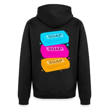 Seife Seifenherstellung DIY - Unisex Premium Bio Zip Hoodie - Schwarz - Hinten - Nico (187cm)